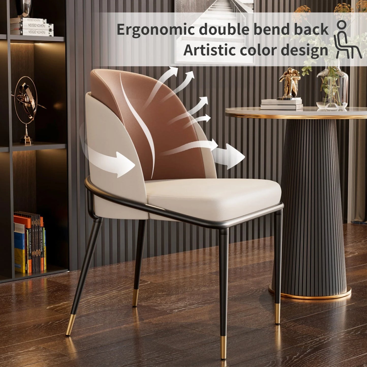 Modern Microfiber Silicone Leather Dining Chair Set With Metal Frame