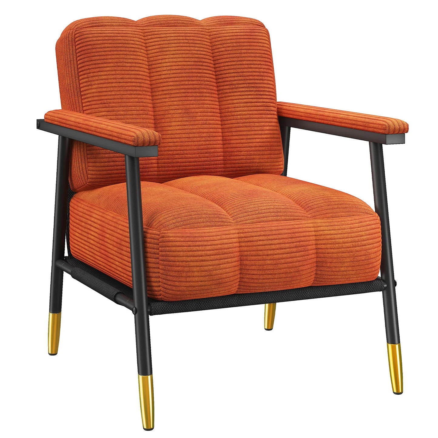 EnHomee Modern Upholstered Armchair With Thick Cushion And Metal Frame