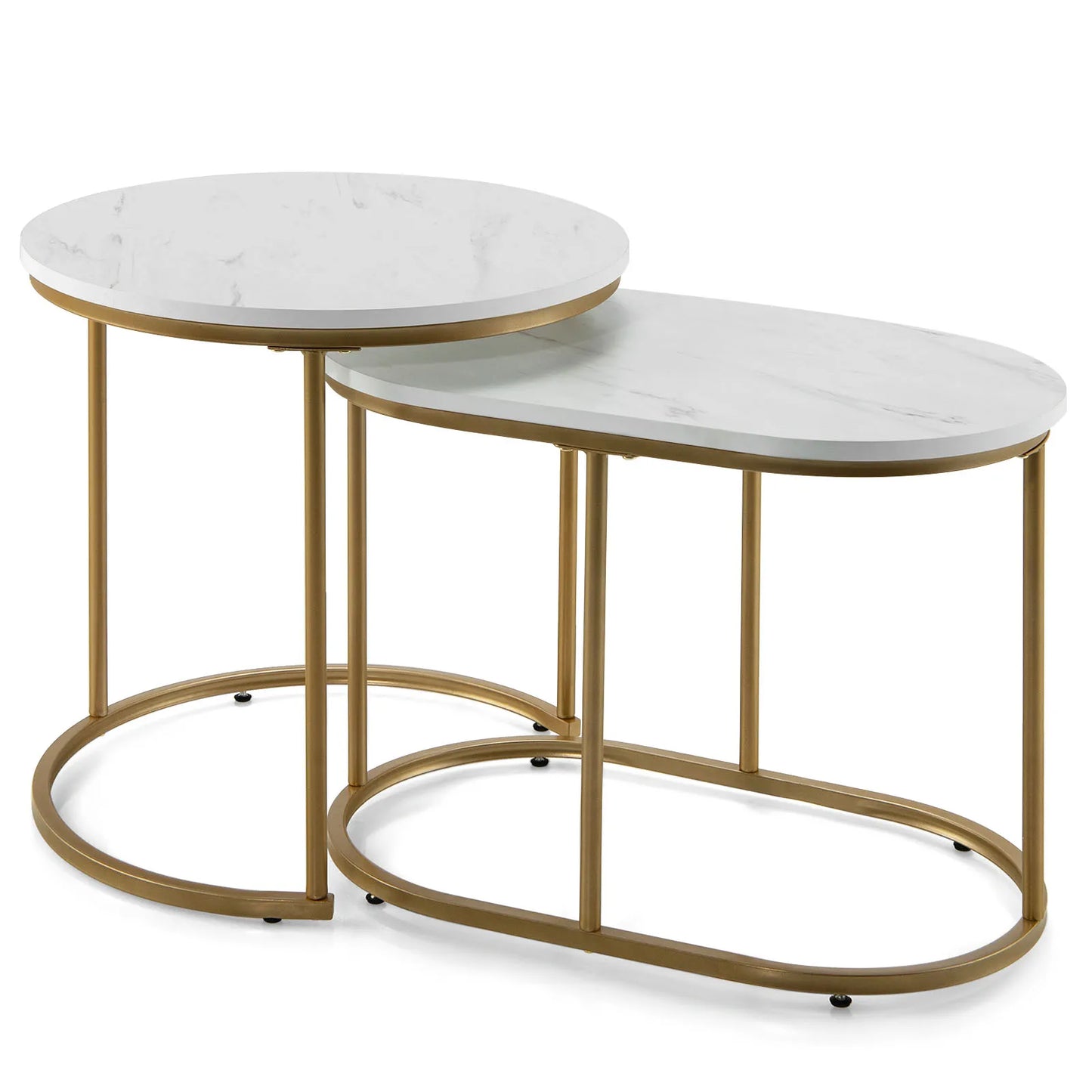 HOMASIS Nesting Marble Coffee Table Set For Modern Living Room