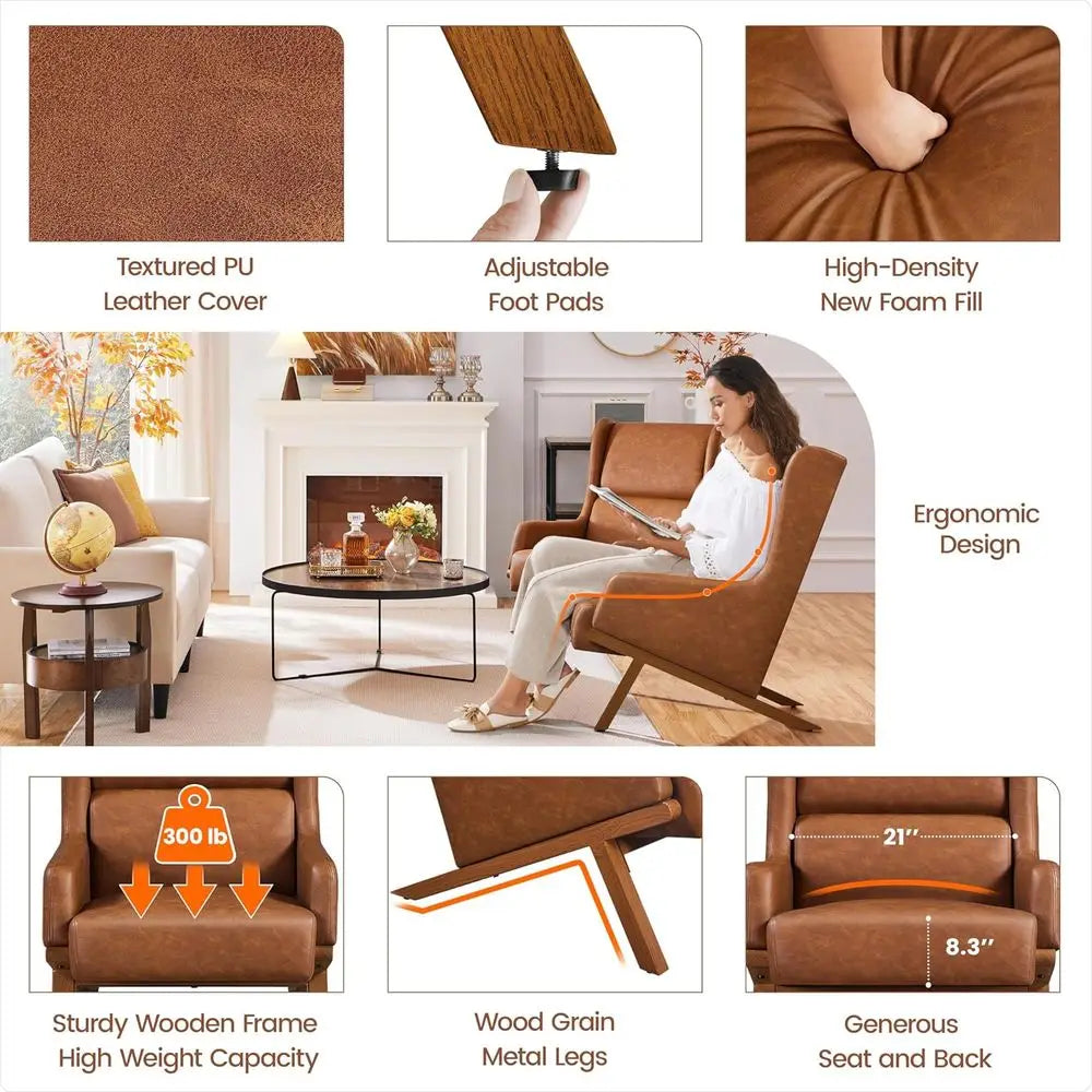 Set Of Two Wooden Living Room Armchairs Featuring Thick Seating And Pivot Rotation