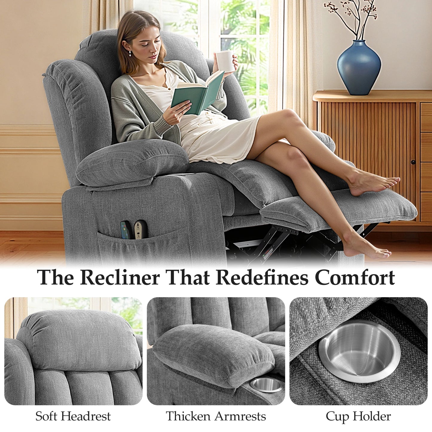 Kerdom Power Lift Recliner with Vibration Massage and Lumbar Heating