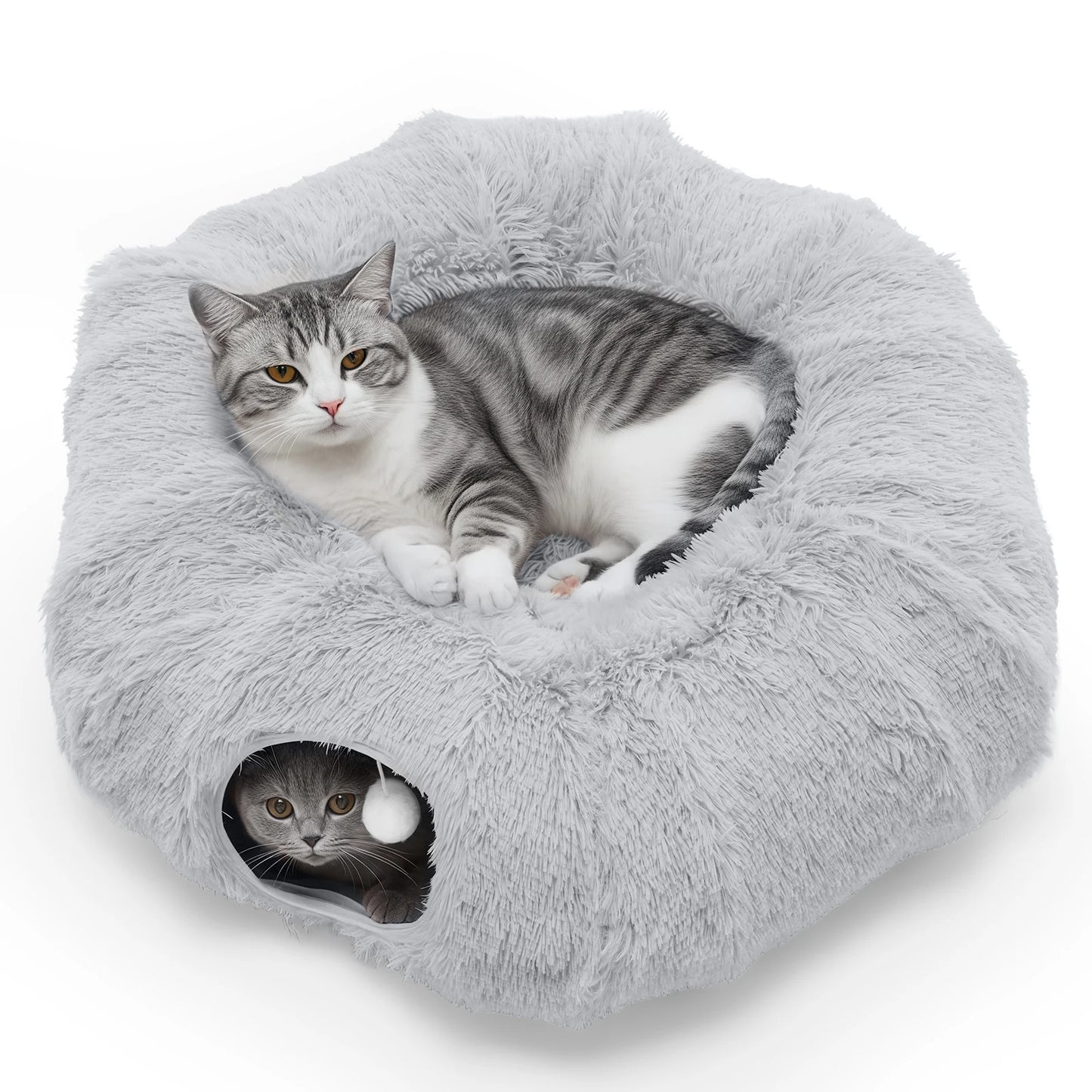 Jhk Doughnut Cat Tunnel Bed Soft Plush Washable Hideout