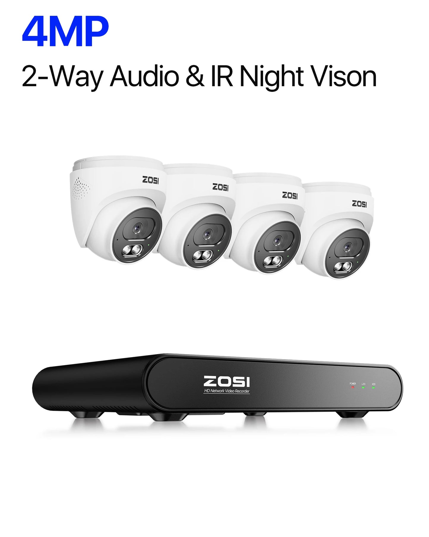 ZOSI 4K 8MP 5MP POE Video Surveillance Kit 8CH H.265 Home CCTV NVR Set Color Night Vision AI Detection IP Security Camera System