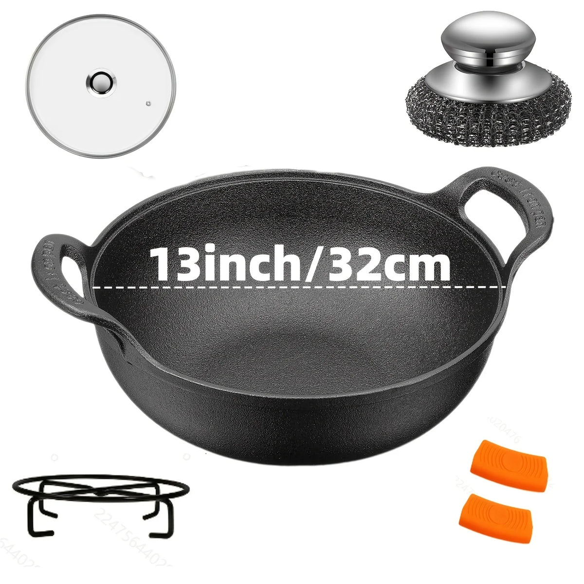 Pre-Seasoned Cast Iron Skillet Set for Oven Grill and Campfire