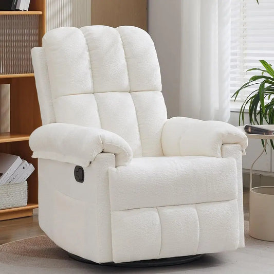 Upholstered Swivel Rocker Recliner Chair For Small Spaces