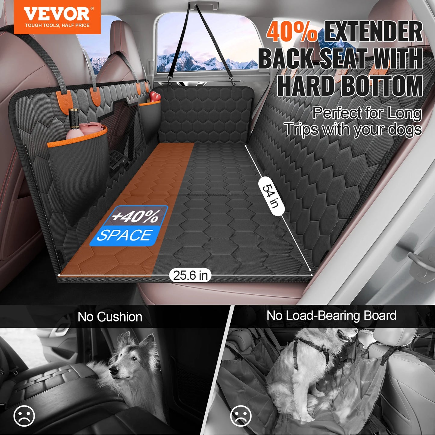 SucceBuy Dog Car Seat Back Extender With Mesh Vent Pocket