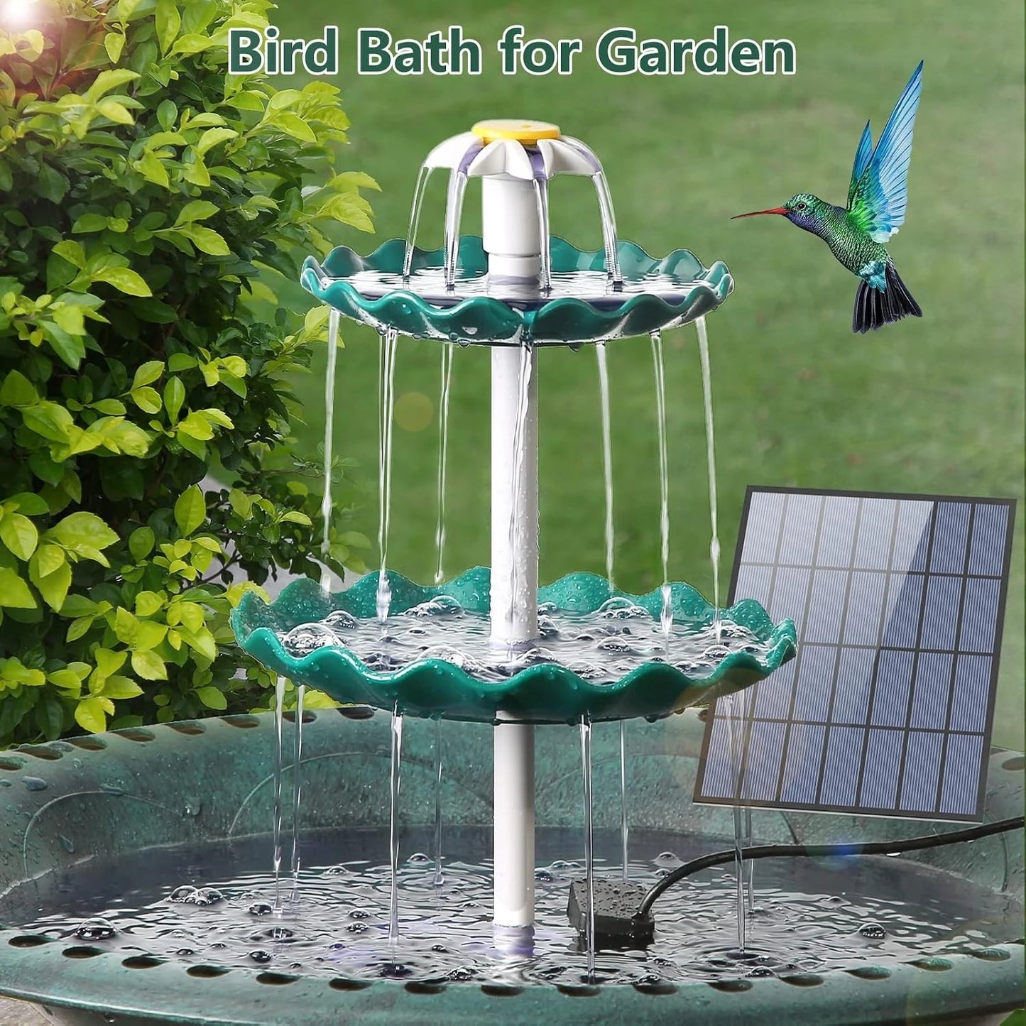 Solar Powered Bird Bath Fountain For Garden Fish Tank