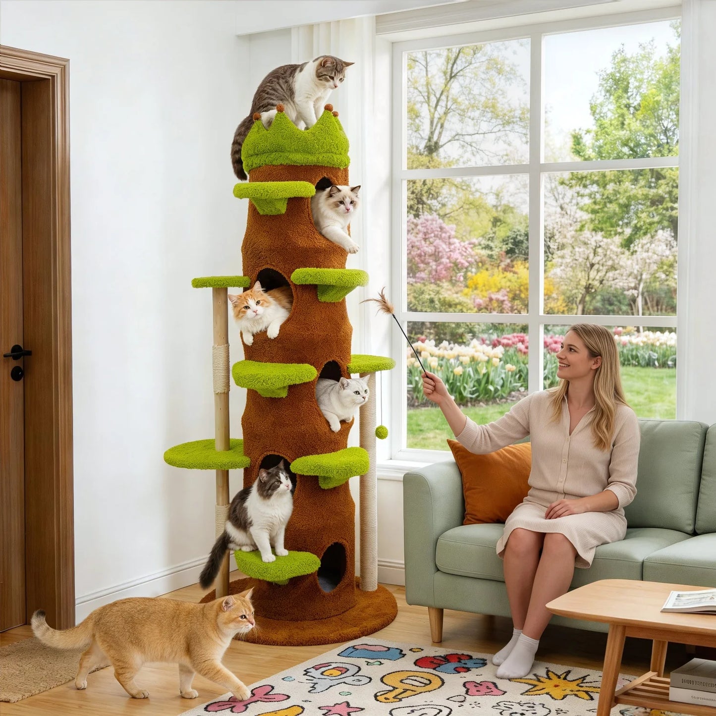 Bingopaw Premium Cat Tower With Sisal Scratcher And Play Cave
