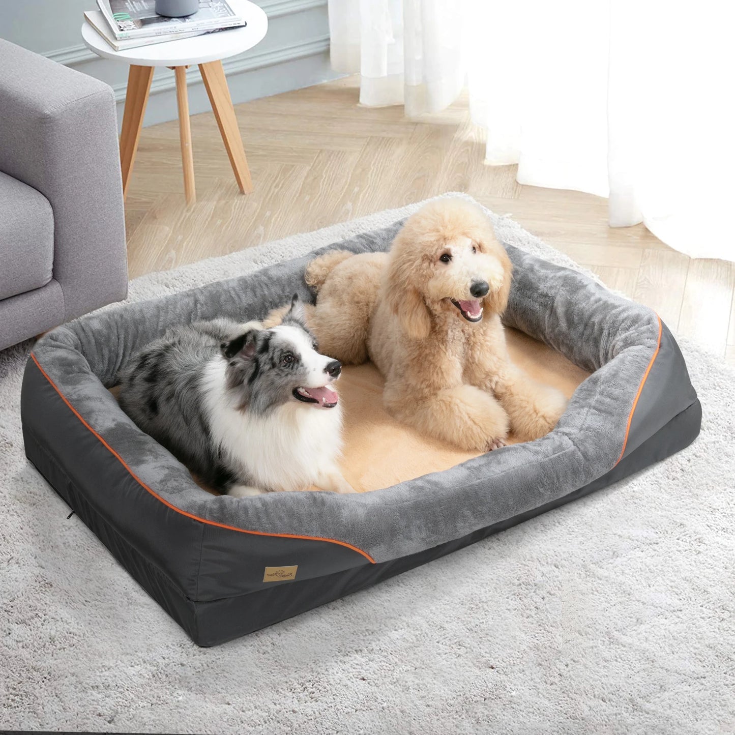 BINGOPAW Large Dog Bed With Removable Washable Fleece Cover Waterproof