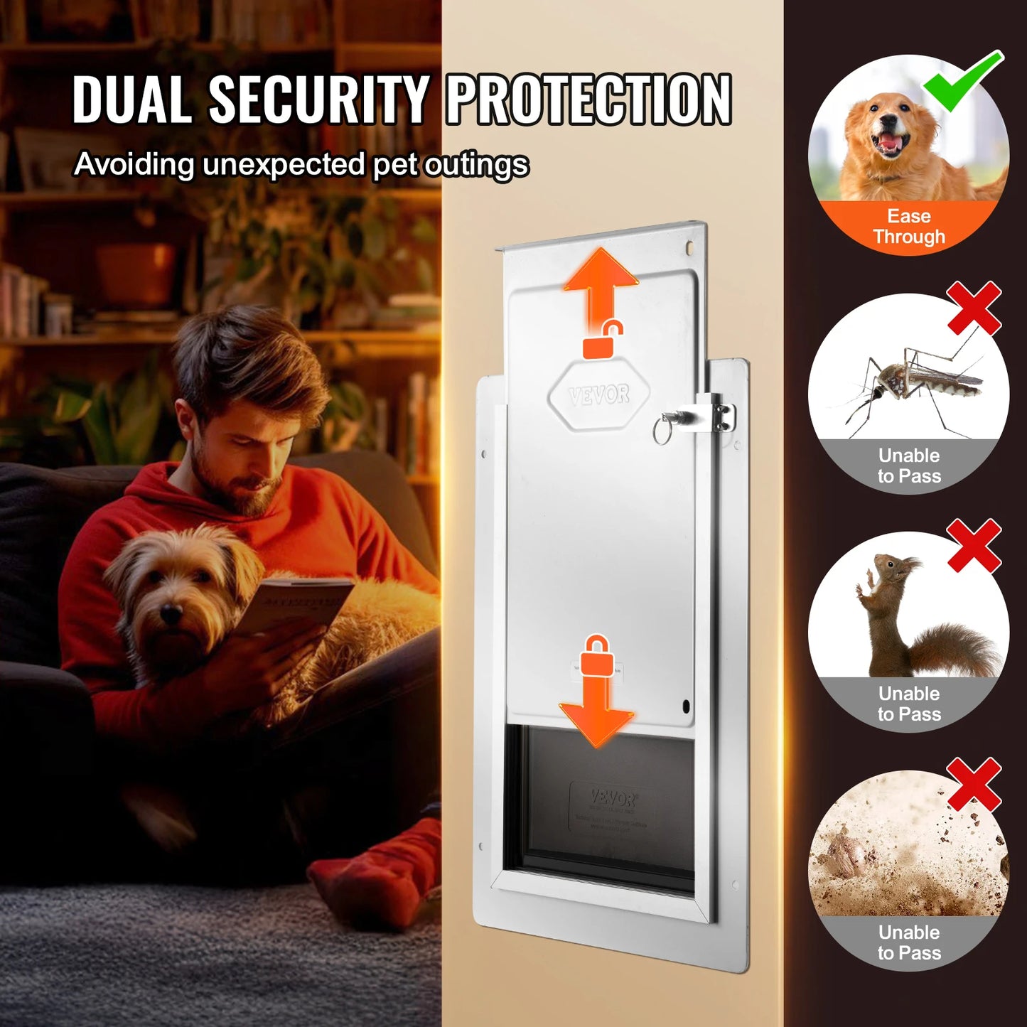 Weatherproof Metal Pet Door With Secure Lock And Triple Flap