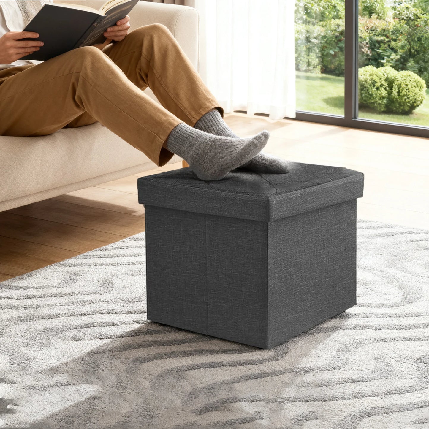 [Multi-Purpose Ottoman Bench] Heavy-Duty Multi-Purpose Folding Storage Ottoman Bench With Seat | Indoor/Outdoor, Space-Saving
