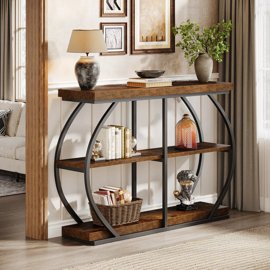 Tribesigns Industrial 3 Tier Entryway Console Table With Storage Shelves