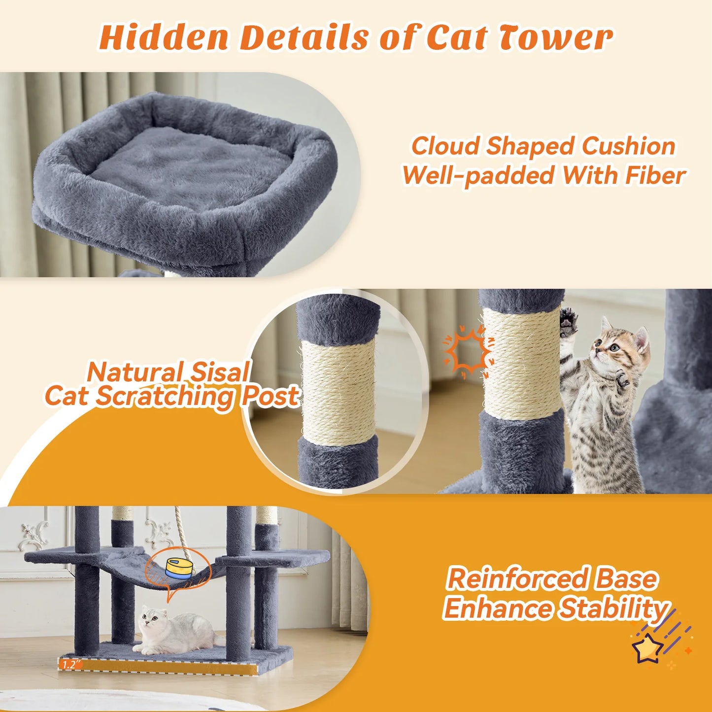 MCQ Multi Level Cat Climbing Tree With Sisal Scratching Posts
