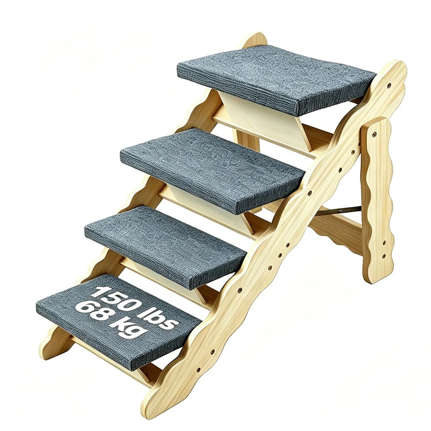 DishyKooker Wooden Pet Stairs And Foldable Dog Ramp