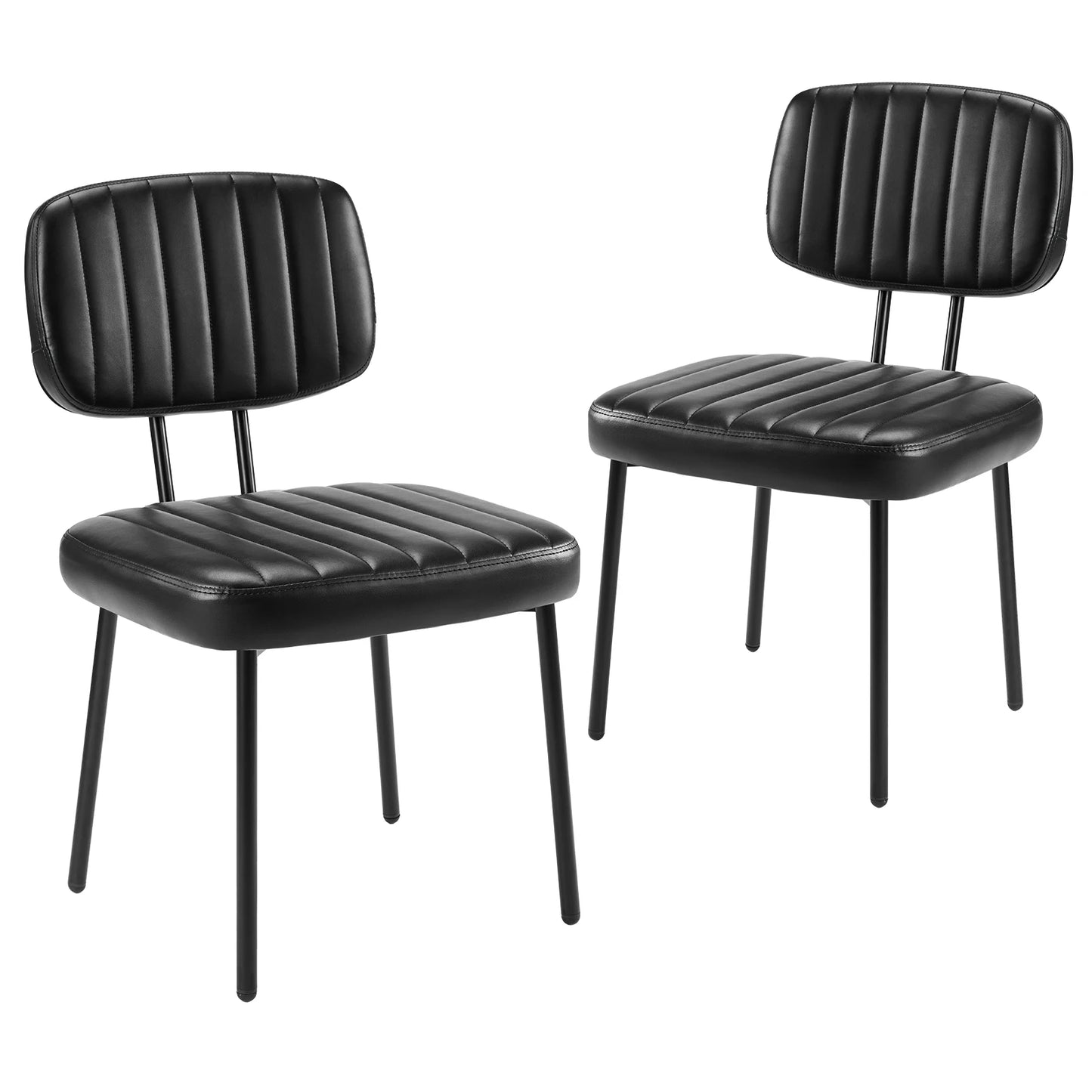 JHK Modern Faux Leather Dining Chairs Set With Metal Legs