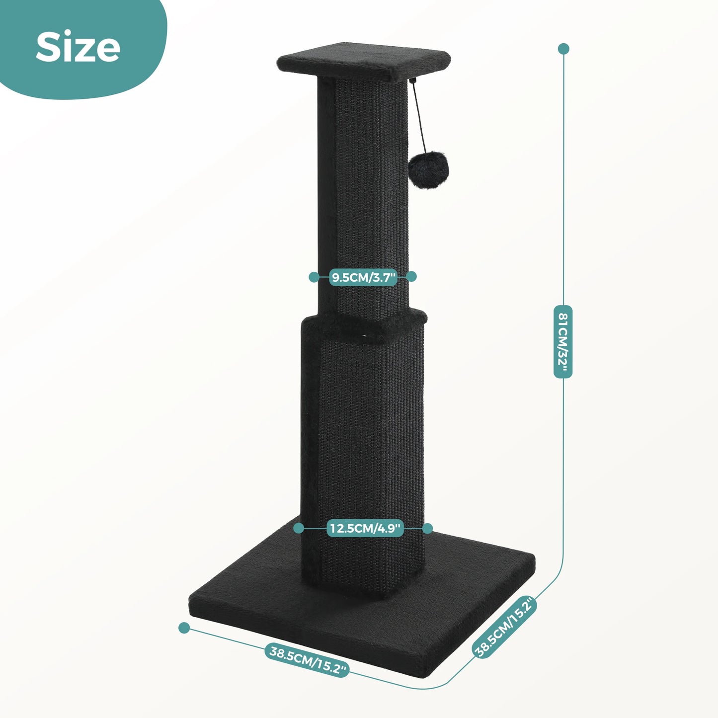 Pawz Road Woven Sisal Cat Scratching Post With Dangling Ball