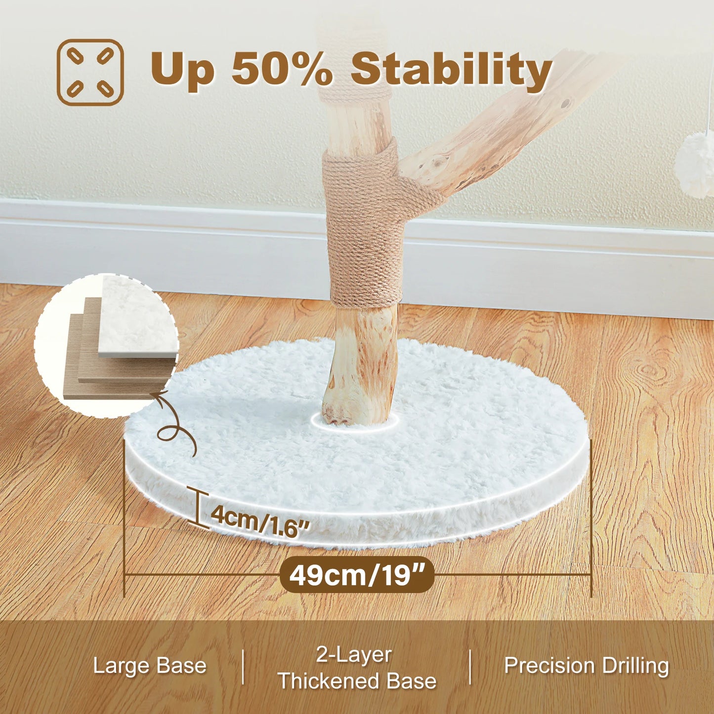 PAWZ Road Modern Wooden Cat Tree Tower With Wicker Basket