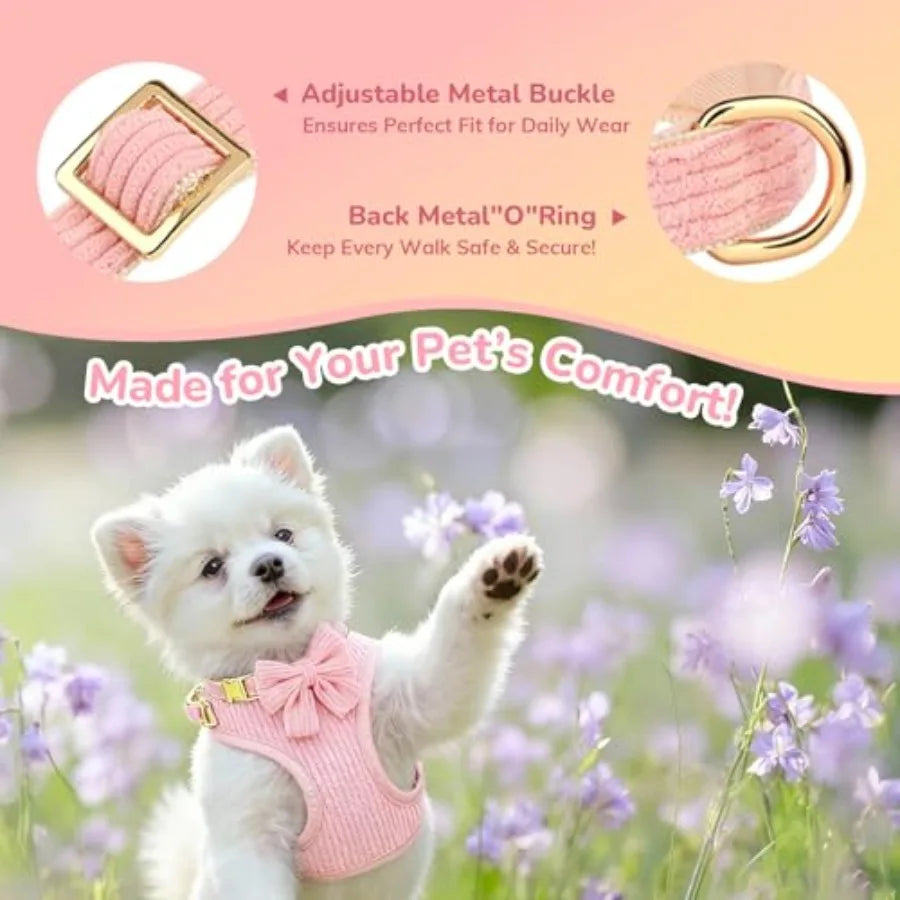 Adjustable Breathable Cotton Dog Harness And Leash Set