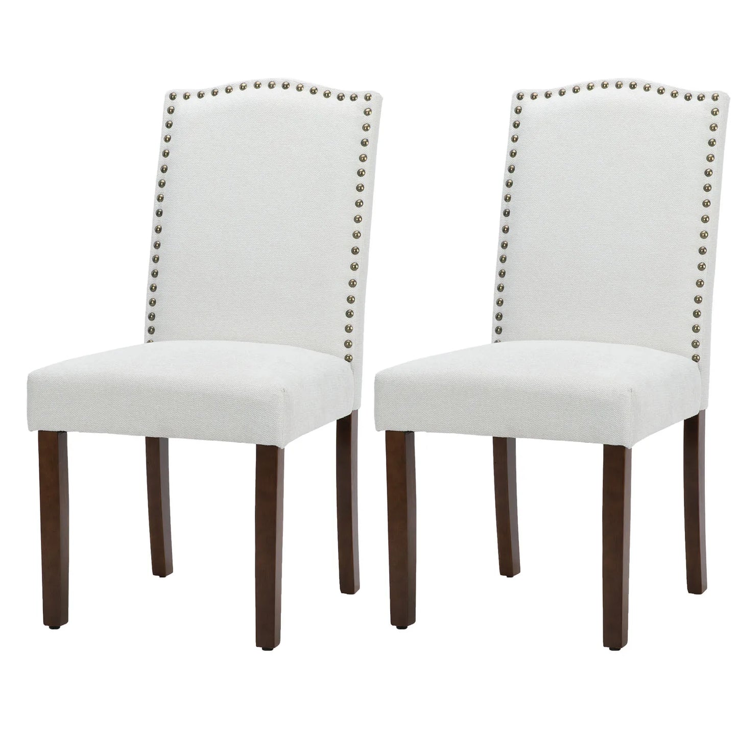 MCQ Pair Modern Fabric Dining Chairs Padded Seats Wooden Legs