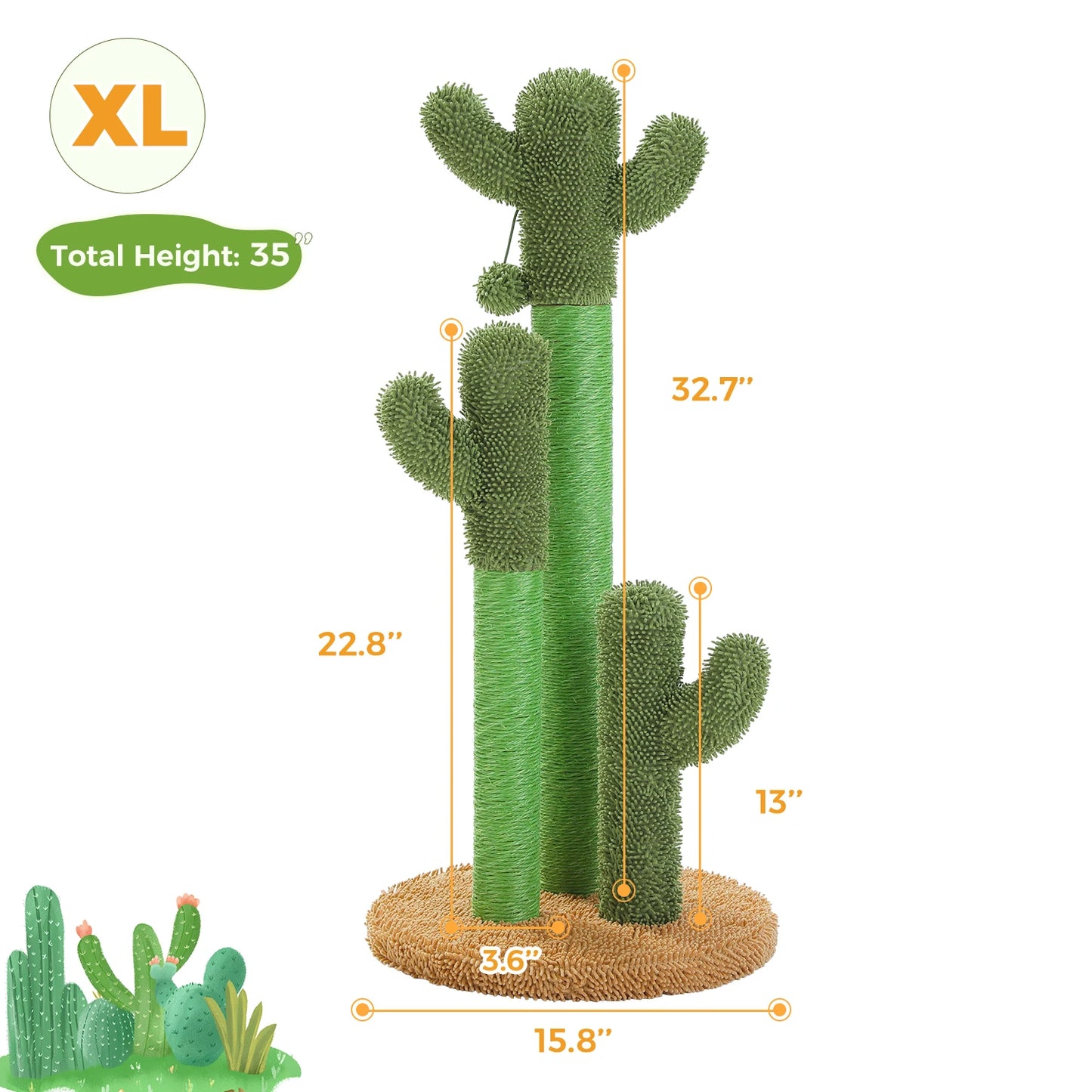 PEQULTI Cactus Cat Tree With Hammock And Scratch Platform