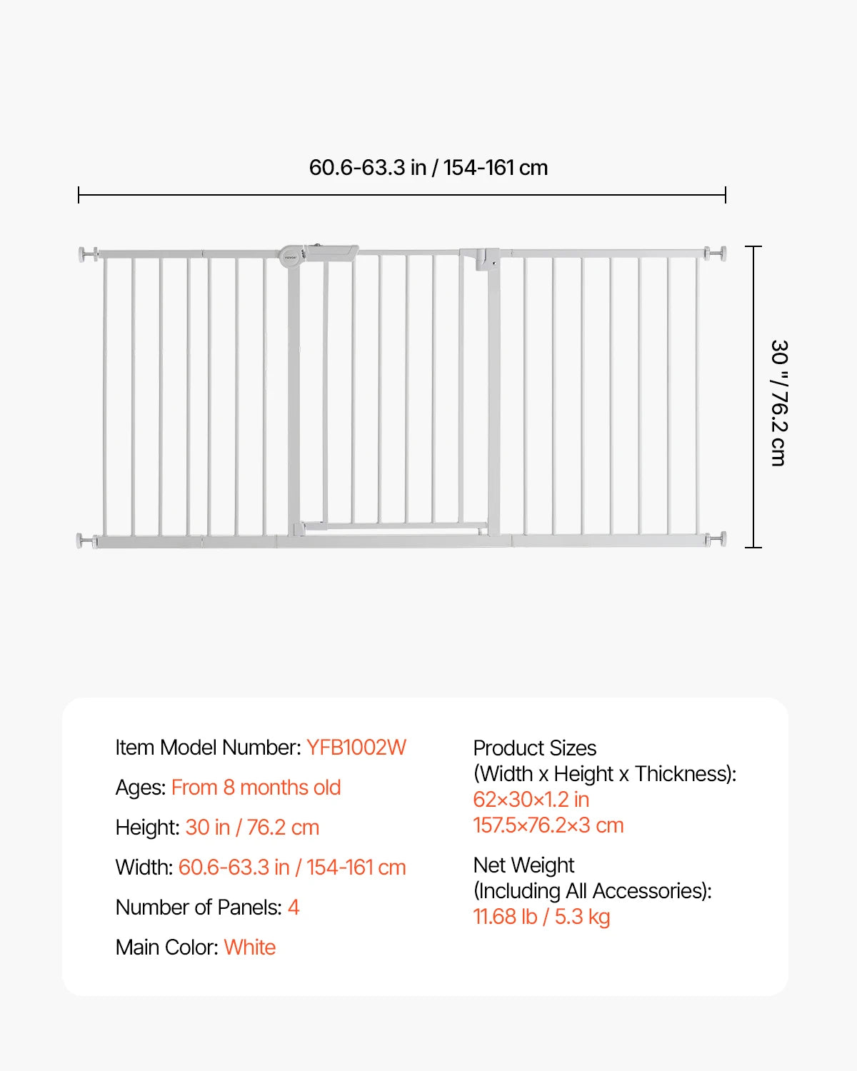 SucceBuy Stainless Steel Baby Gate Pressure Mount With Walk Thru