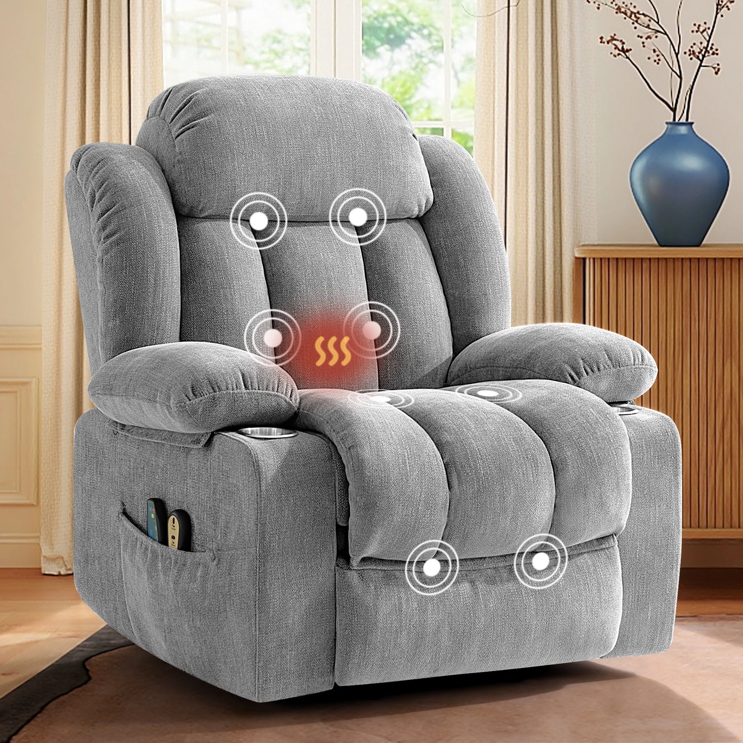 Kerdom Power Lift Recliner with Vibration Massage and Lumbar Heating