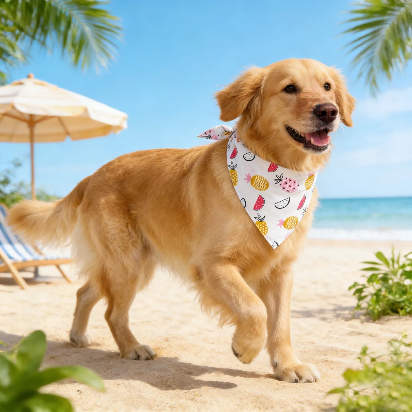 Soft Washable Fruit Floral Dog Bandana Cloth Neck Scarf