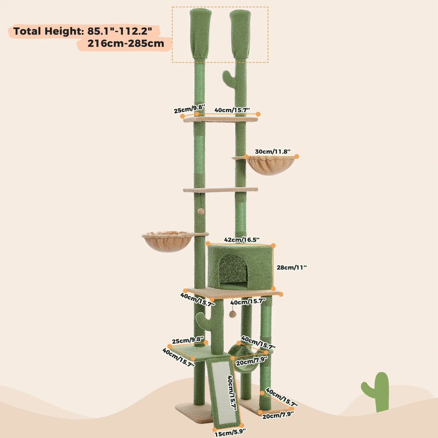 PAWZ Road Adjustable Height Floor To Ceiling Cat Tower