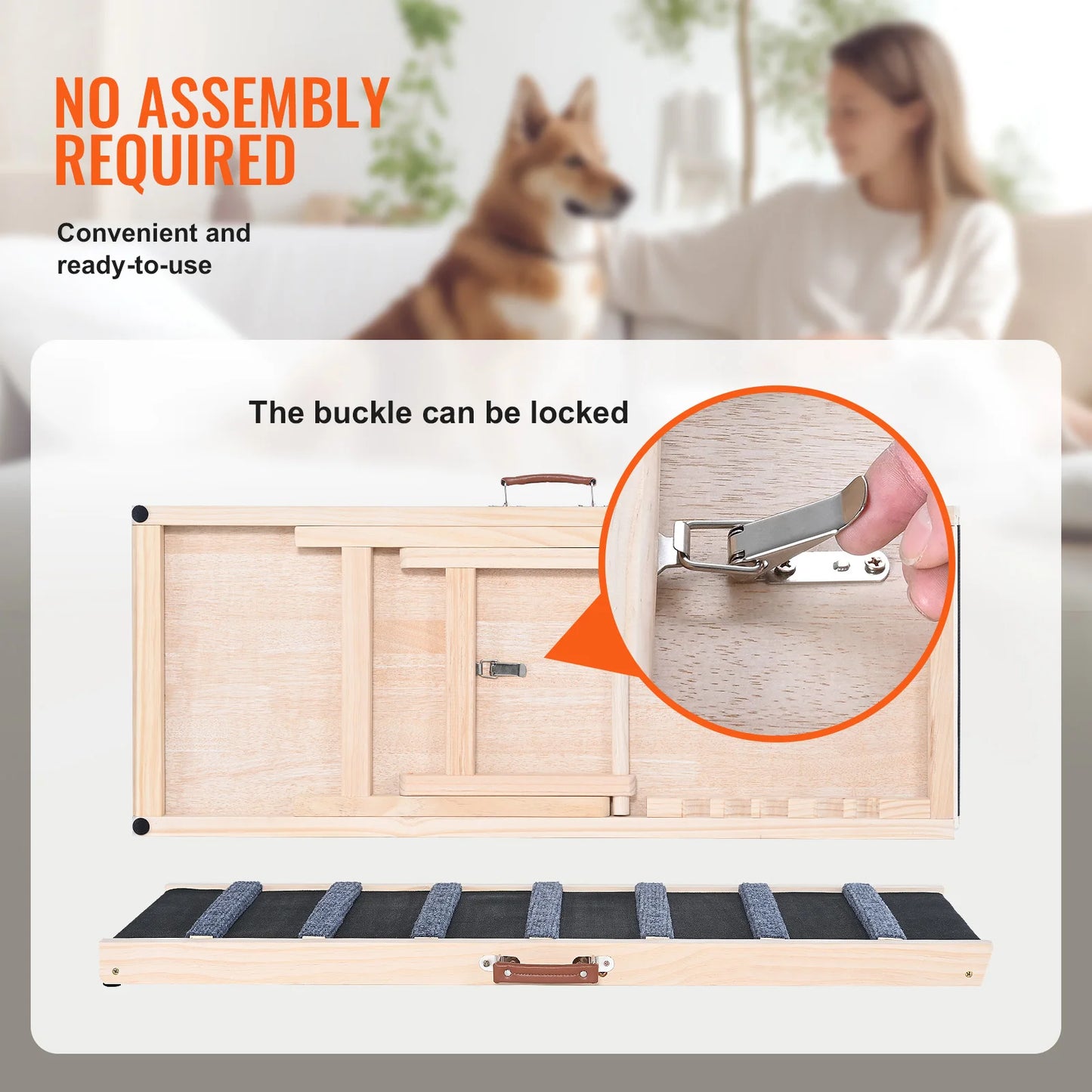 SucceBuy Adjustable Wooden Foldable Dog Safety Ramp