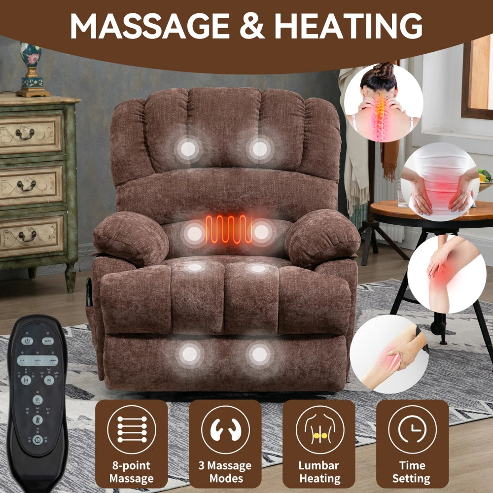 Chenille Power Lift Recliner With Vibration Massage