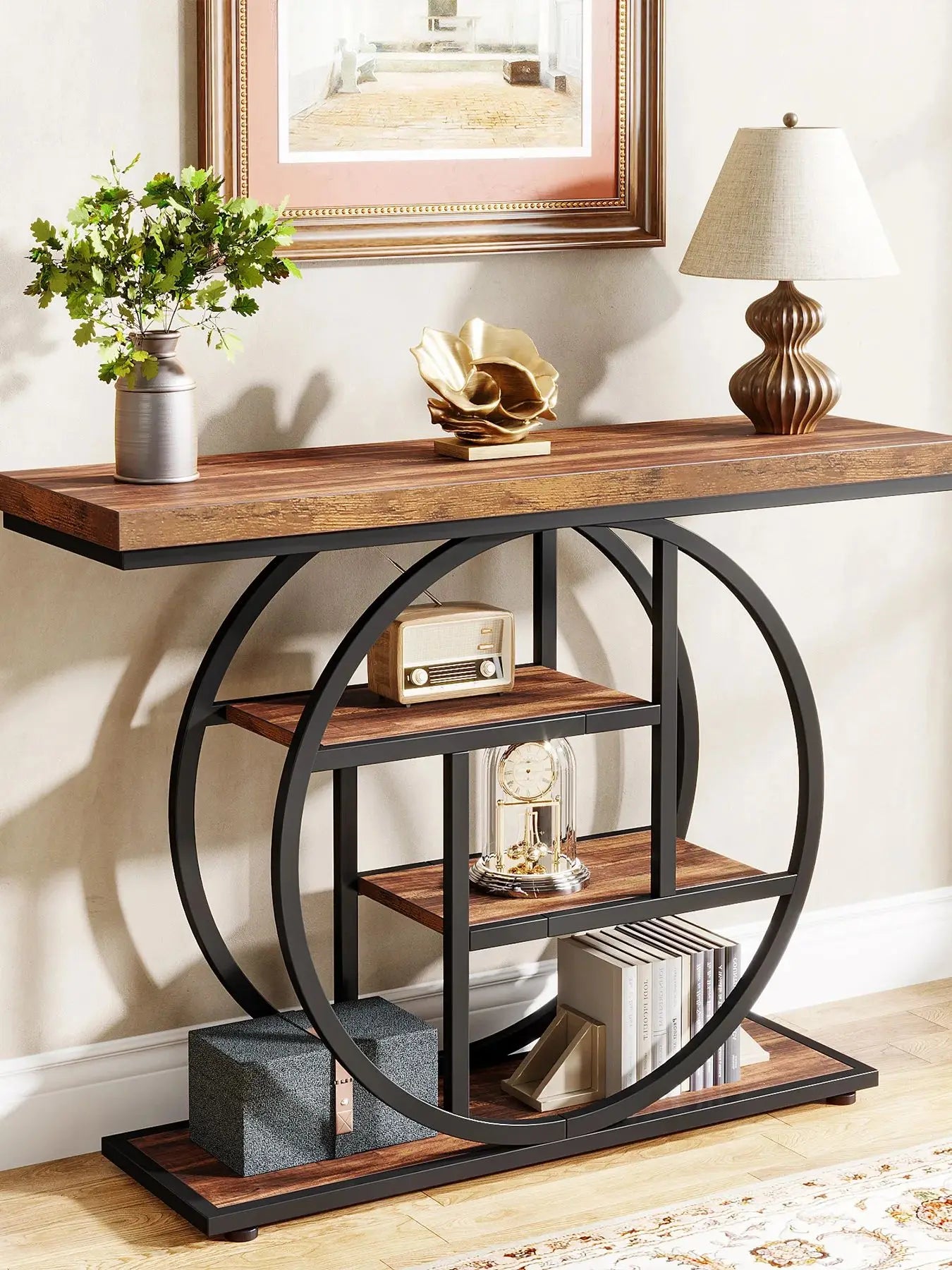 Tribesigns 4 Tier Metal Console Table Entryway Living Room Storage