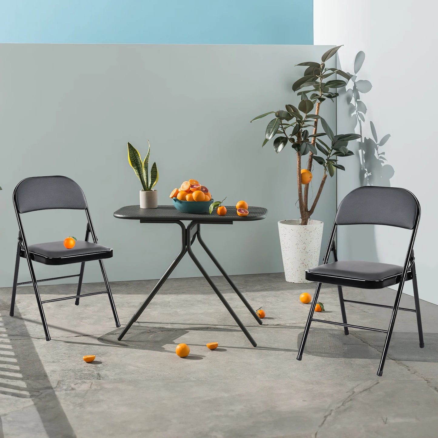 JHK Leather Padded Folding Rocking Dining Chair With Sturdy Frame