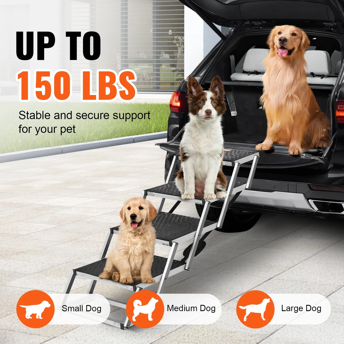 SucceBuy Folding Pet Stairs For Cars Lightweight Portable Steps