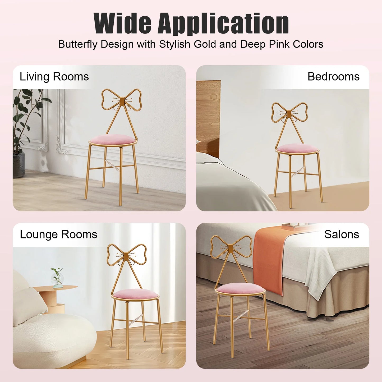 Bymaocar Upholstered Butterfly Backrest Dining Vanity Chair