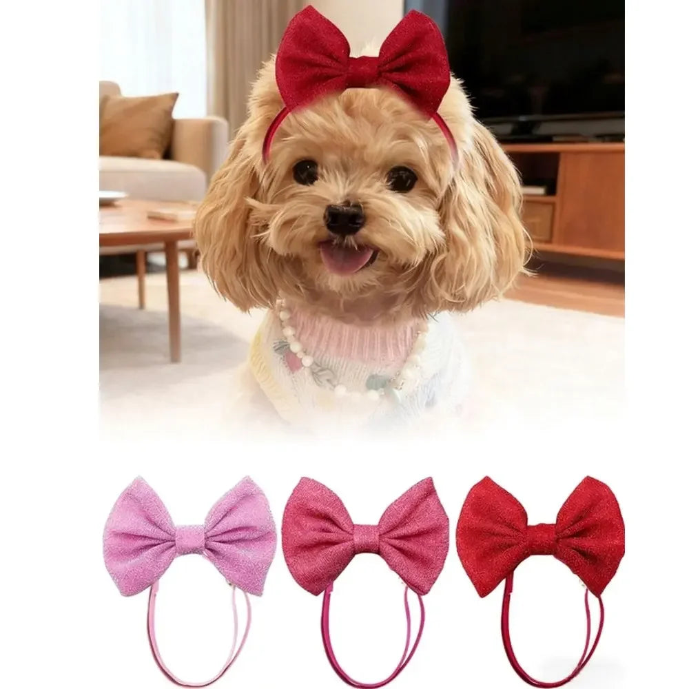 Adjustable Leather Dog Hair Bow Set for Grooming and Styling