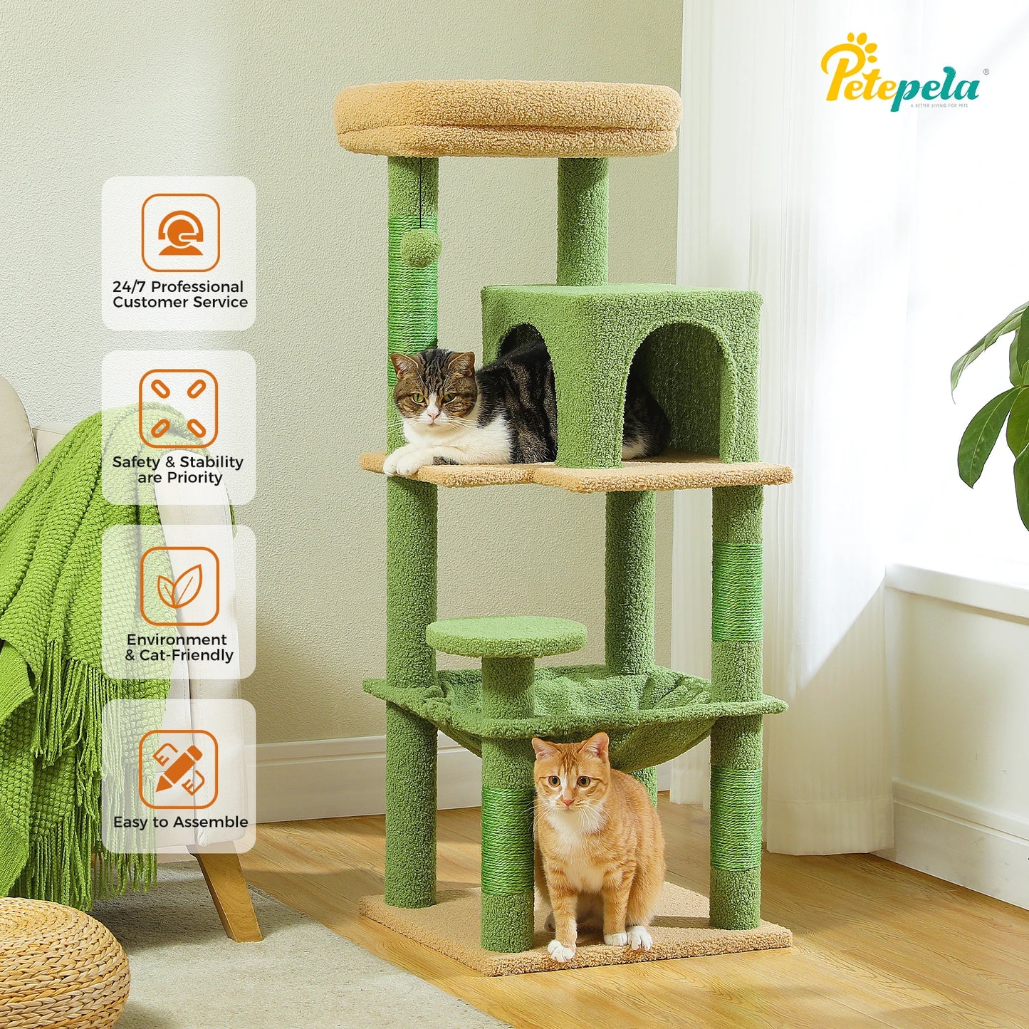 PETEPELA Cat Tree Indoor 5 Level Tower With Metal Frame