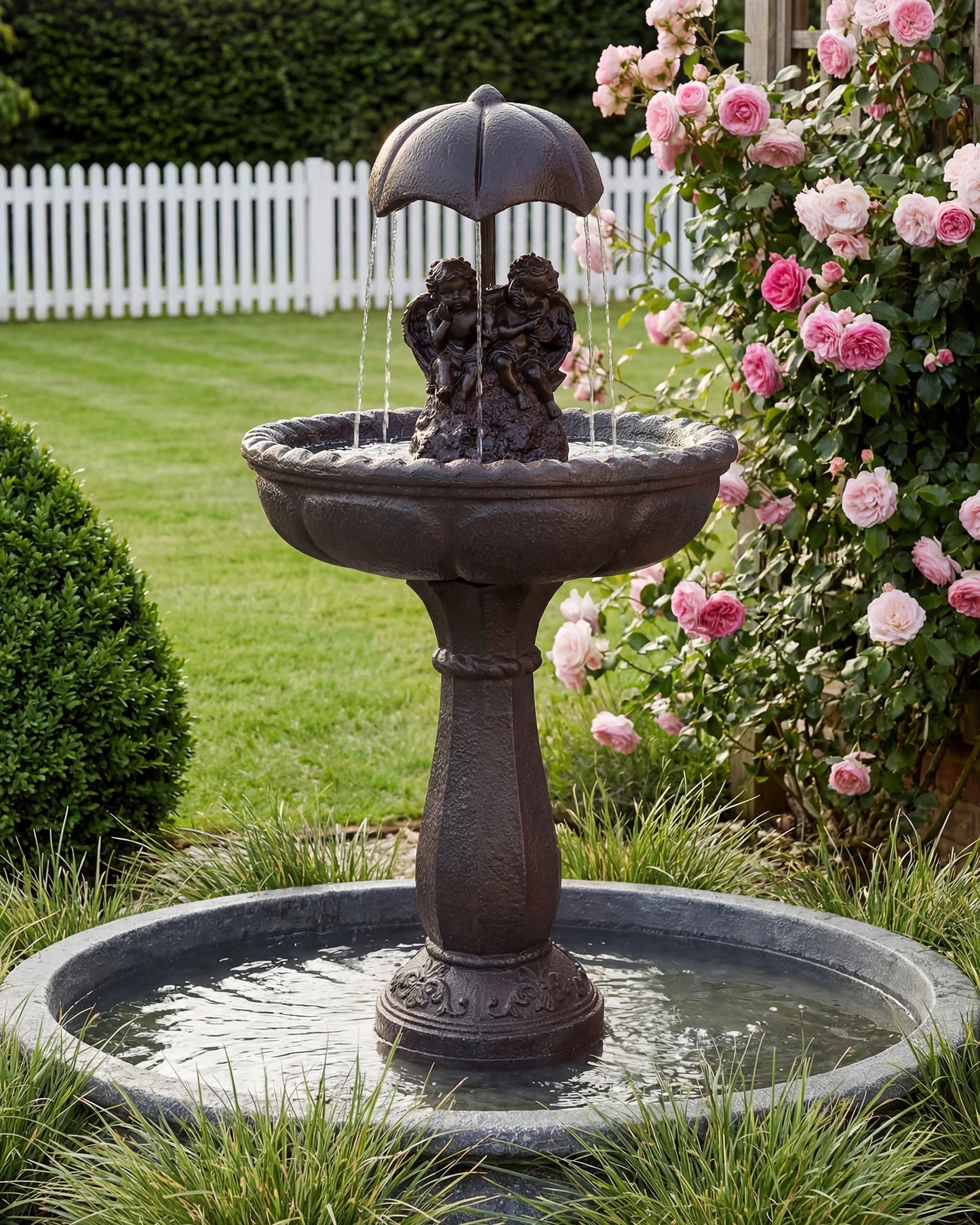 Solar Outdoor Water Fountain With Auto Shutoff And Silent Pump