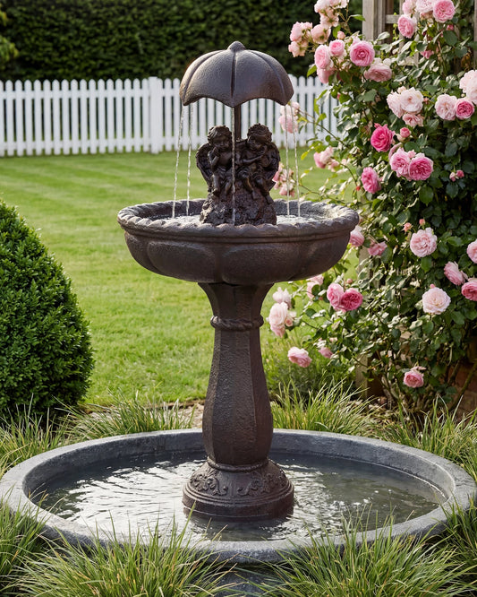 Solar Outdoor Water Fountain With Auto Shutoff And Silent Pump