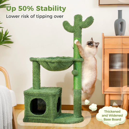 PEQULTI Cactus Cat Tree With Hammock And Scratch Platform