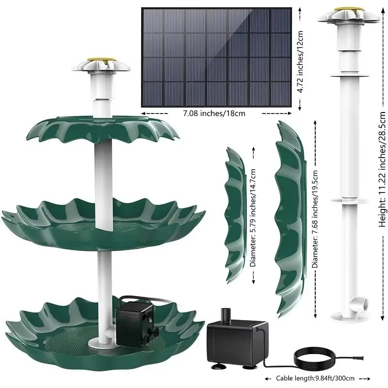 Solar Powered Bird Bath Fountain For Garden Fish Tank
