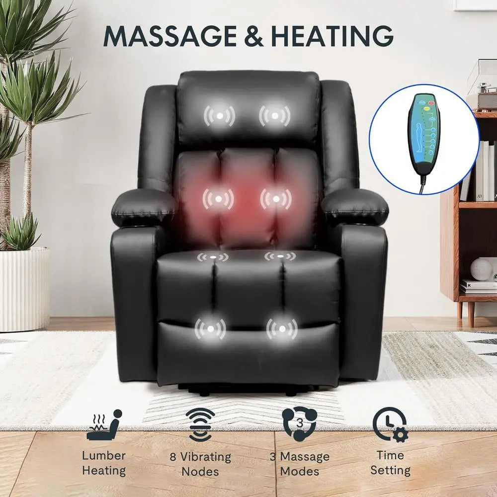 Power Recliner Chair With Massage Heat And Cup Holder