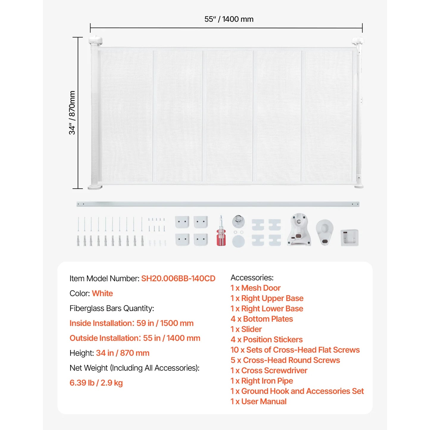 SucceBuy Retractable Baby And Pet Safety Gate For Indoor Home