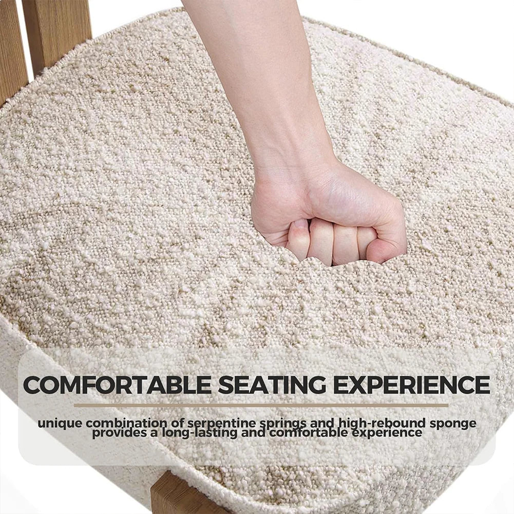 HiMISS Modern Boucle Dining Chairs With Ergonomic Curved Back