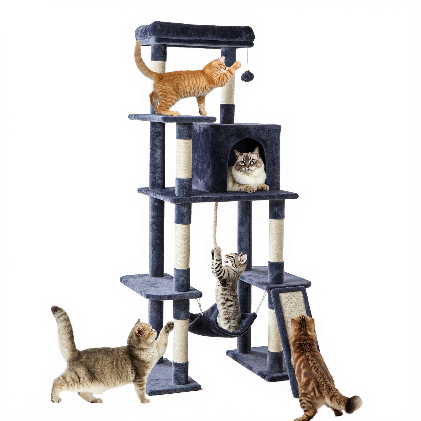 JHK Multi Tier Cat Tree With Sisal Posts For Indoor Cats