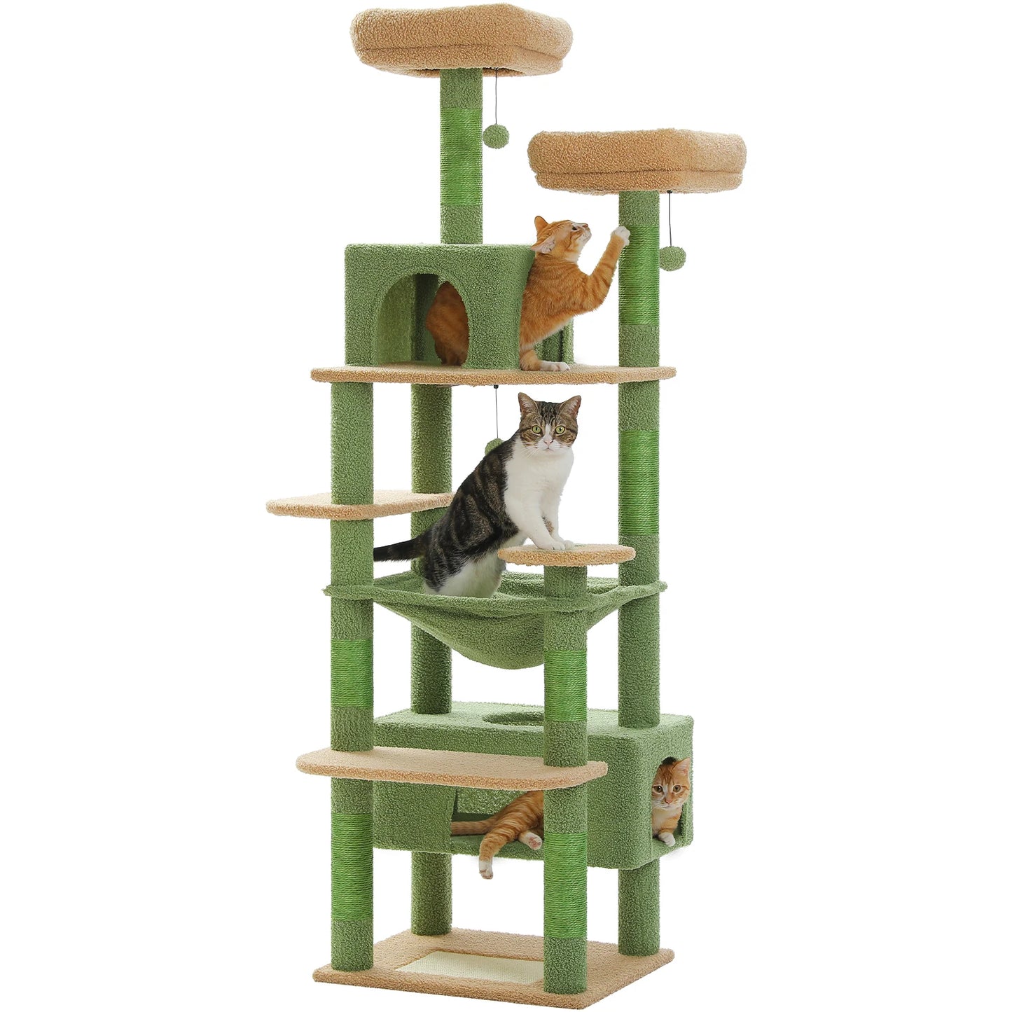 PEQULTI Five Level Cat Tree Tower With Scratching Posts Hammock
