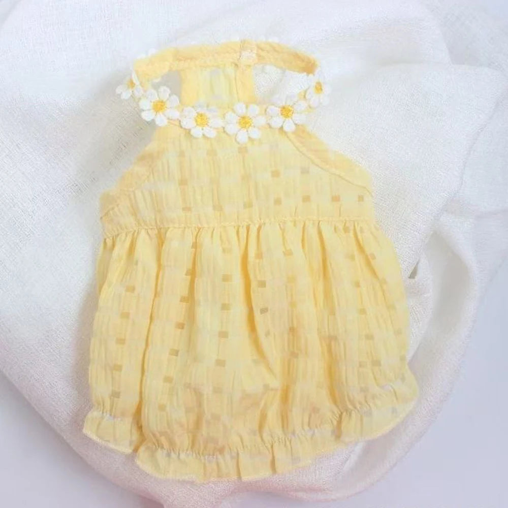 Breathable Floral Wreath Pet Skirt Dress For Cats And Dogs