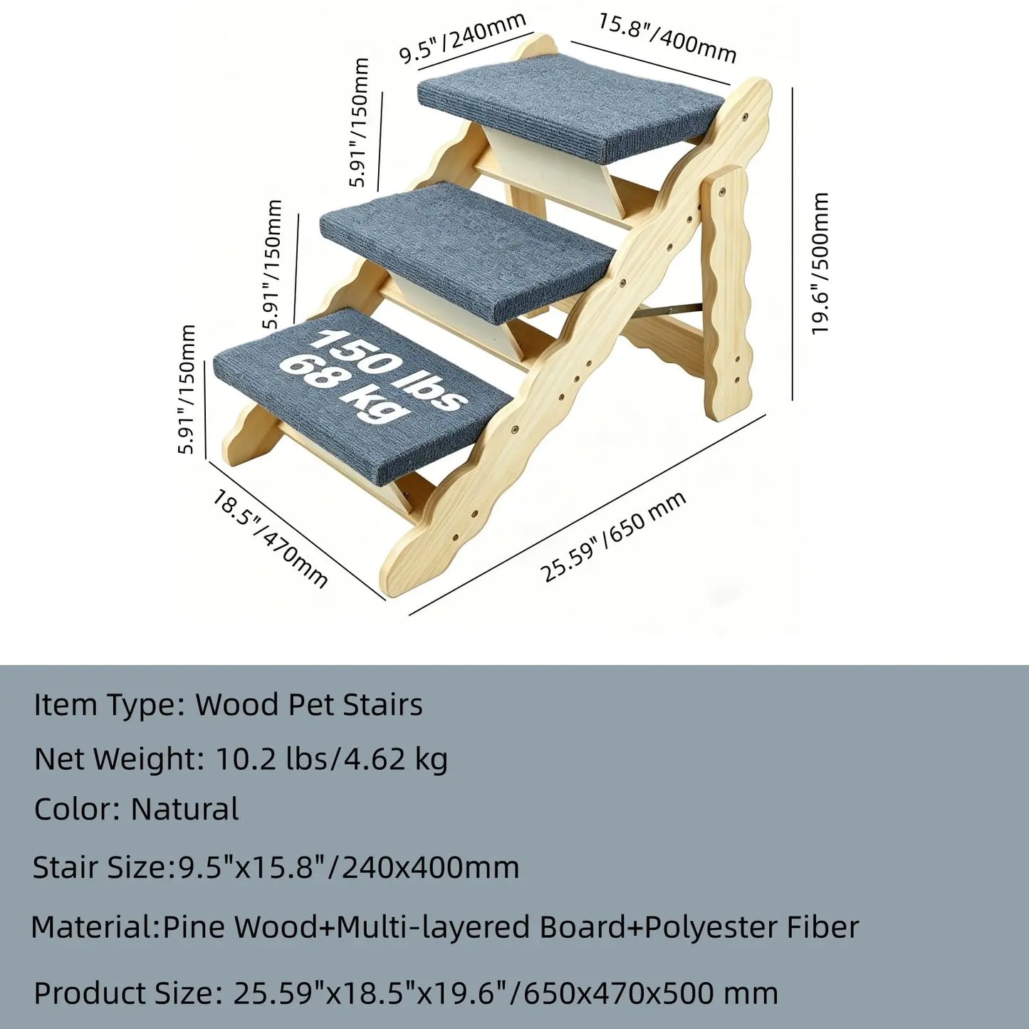 DishyKooker Wooden Pet Stairs And Foldable Dog Ramp