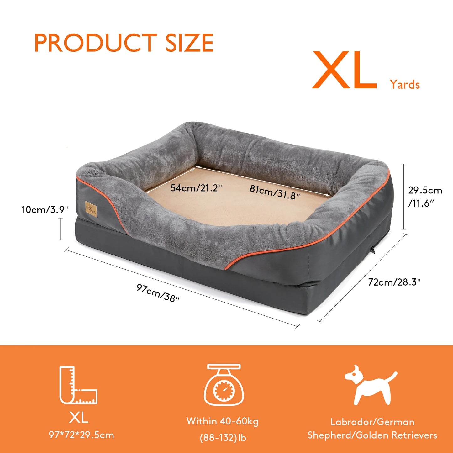 BINGOPAW Large Dog Bed With Removable Washable Fleece Cover Waterproof