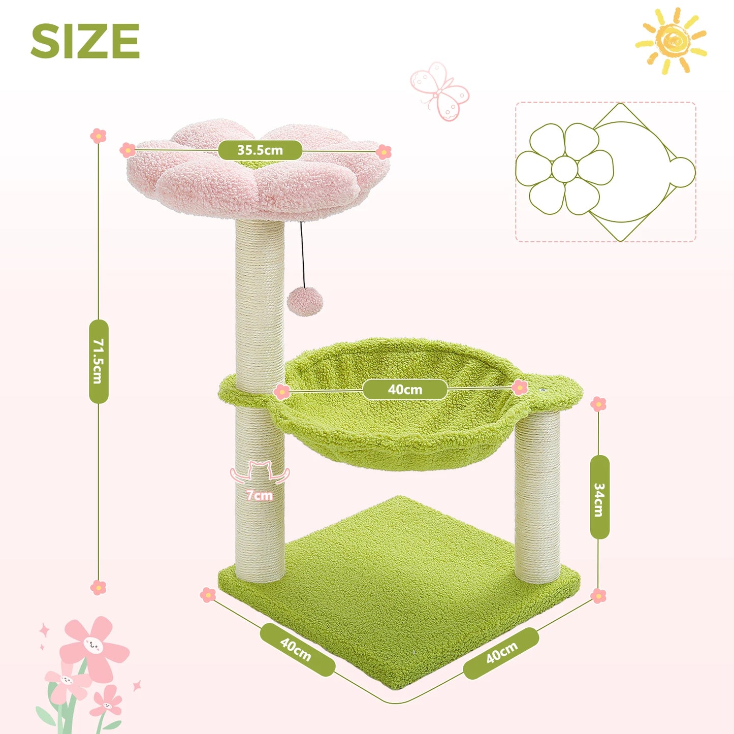 PAWZ Road Flower Cat Tree With Sisal Scratching Post