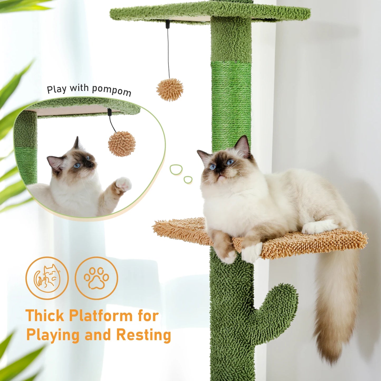 Pawz Road 5 Tier Cactus Cat Tower With Hammock Scratcher
